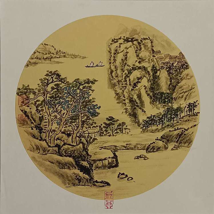 归舟  山水小品