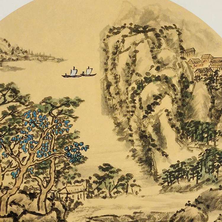 归舟  山水小品