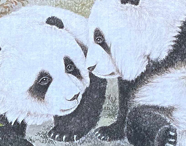 四川省美术家协会会员  当代工笔画研究会会员  明理   萌萌哒熊猫系列 《陪伴》