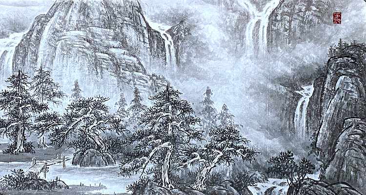 四川省美术家协会会员  当代工笔画研究会会员 明理 明山秀水 《问道》