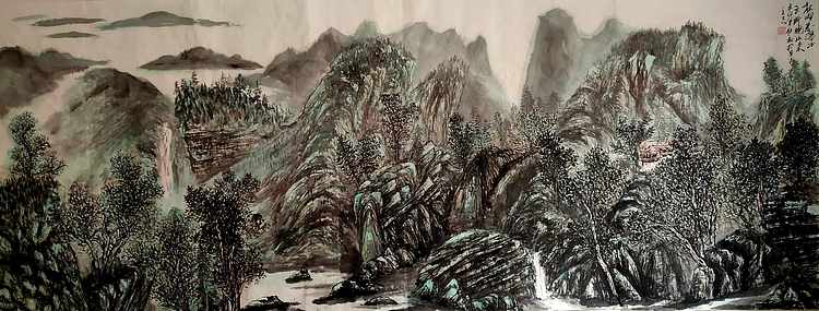 《秋瀑》 大尺幅精品 山西美术家协会会员 范立志
