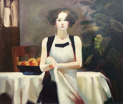 张嘉應手绘油画作品《少女》