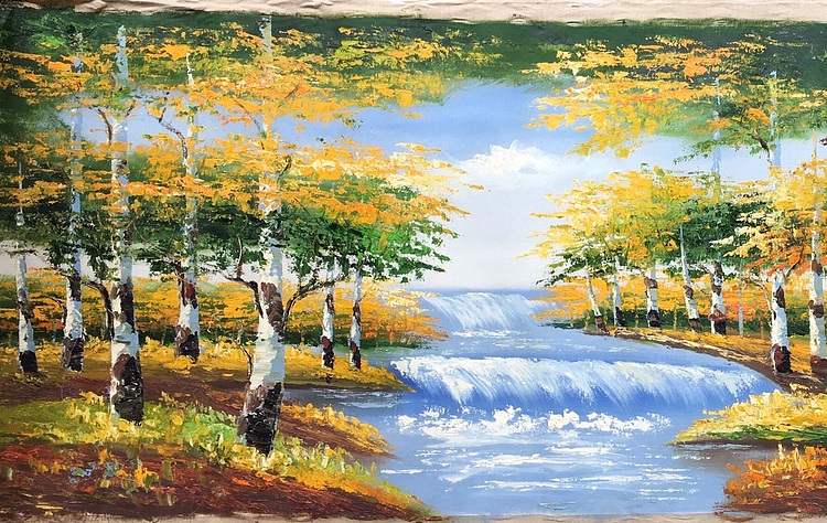 黄明灯手绘油画作品《春》