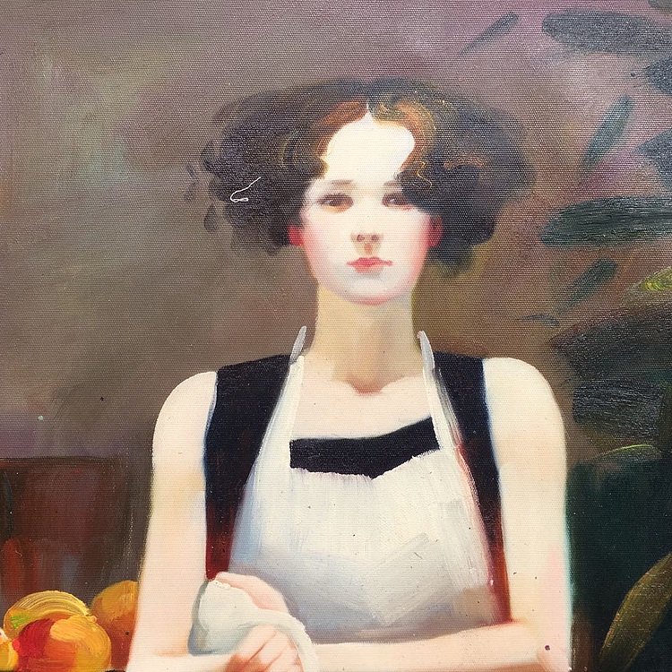 张嘉應手绘油画作品《少女》