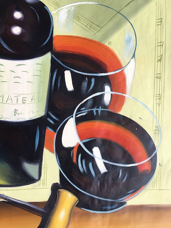 邹娜手绘油画作品《美酒佳人》