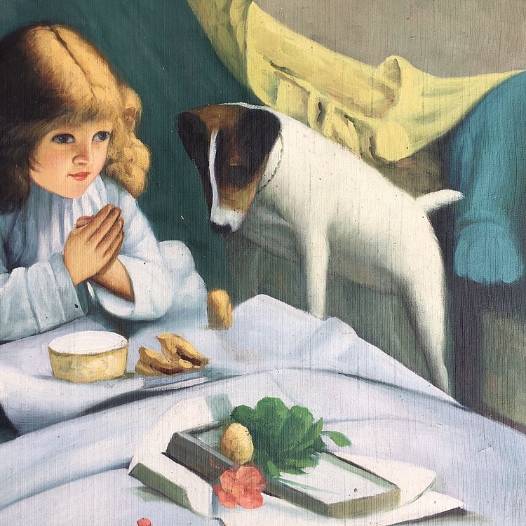 张嘉應手绘油画作品《小女孩》