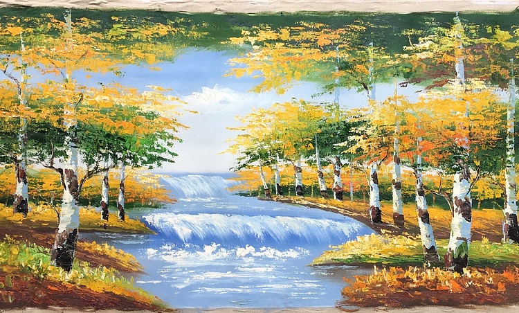 黄明灯手绘油画作品《春》