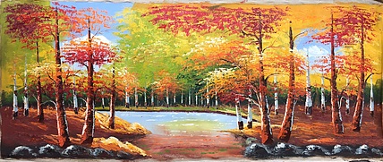黄明灯手绘油画作品《秋》