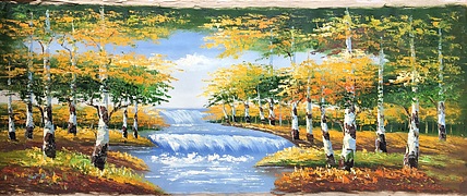 黄明灯手绘油画作品《春》