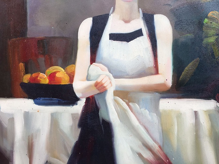 张嘉應手绘油画作品《少女》