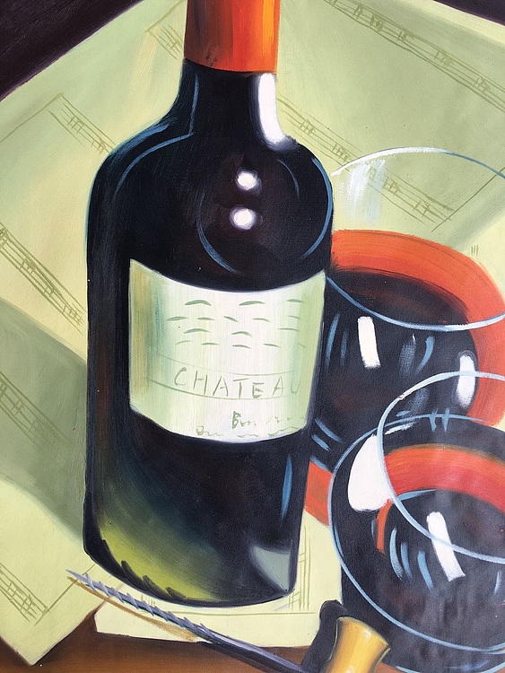 邹娜手绘油画作品《美酒佳人》