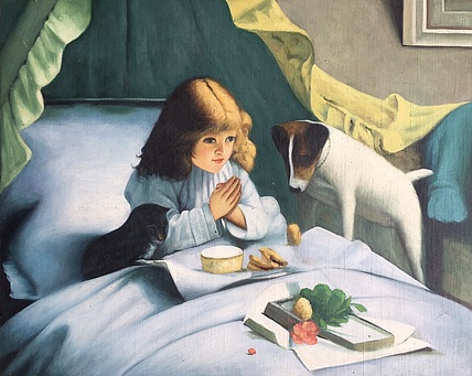 张嘉應手绘油画作品《小女孩》
