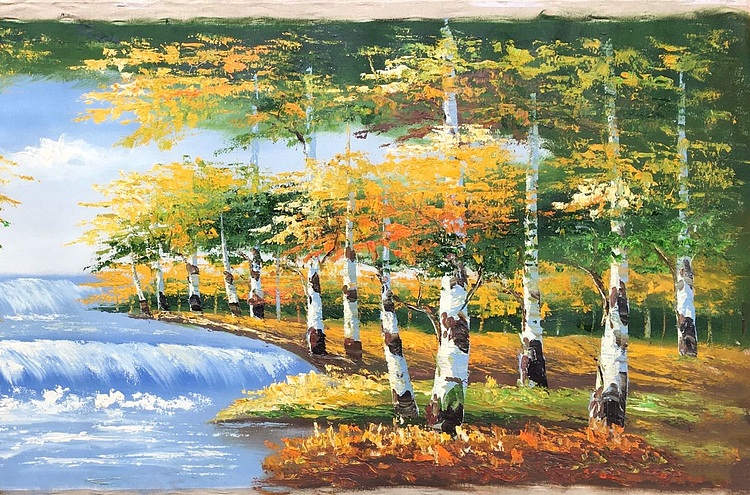 黄明灯手绘油画作品《春》