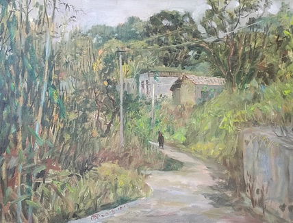 新疆阿克苏画院副院长  刘建国 油画写生作品《五月天》