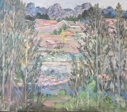 新疆阿克苏画院副院长  刘建国 油画写生作品《秋恋》