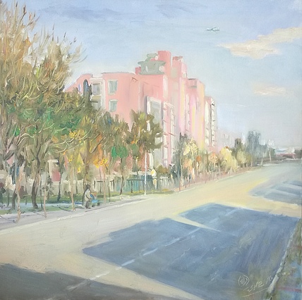 新疆阿克苏画院副院长  刘建国 油画写生作品《通州街景2》