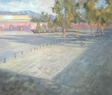 新疆阿克苏画院副院长  刘建国 油画写生作品《夕照》