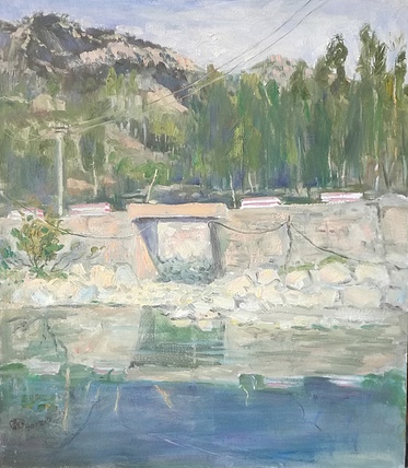 新疆阿克苏画院副院长  刘建国 油画写生作品《秋山》