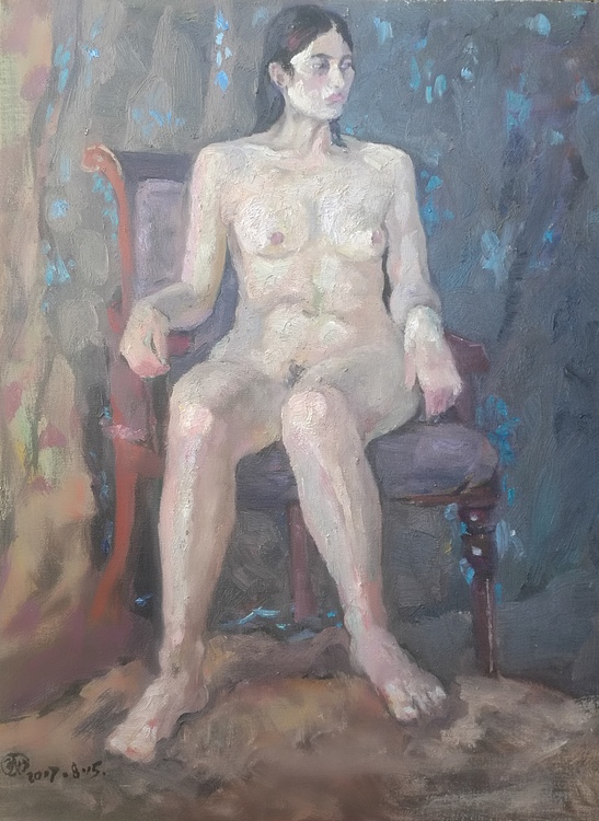 新疆阿克苏画院副院长  刘建国 油画写生《人体》作品