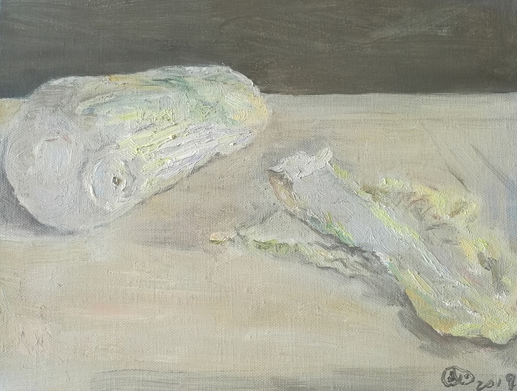 新疆阿克苏画院副院长  刘建国 油画写生作品《白菜》