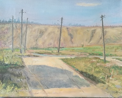 新疆阿克苏画院副院长  刘建国 油画写生作品《郊外》