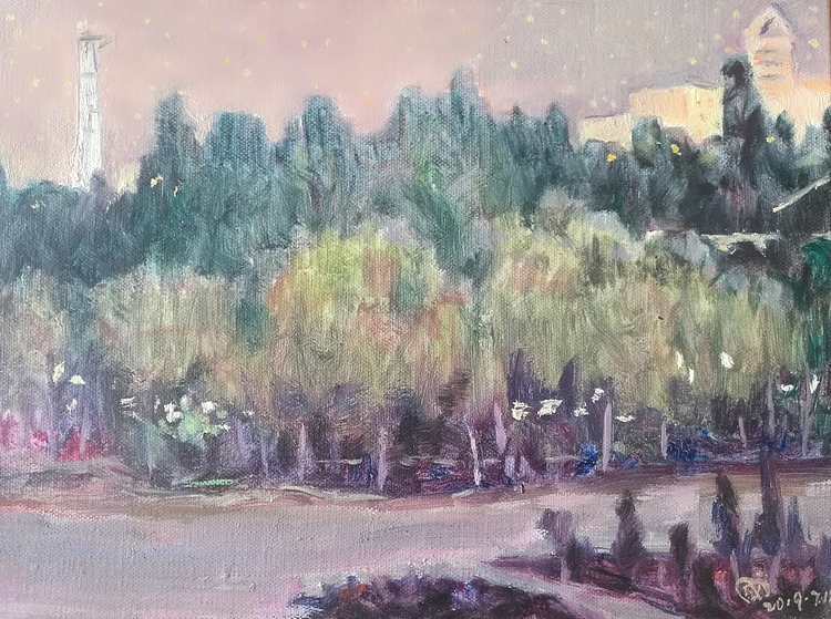 新疆阿克苏画院副院长  刘建国 油画写生作品《星空》