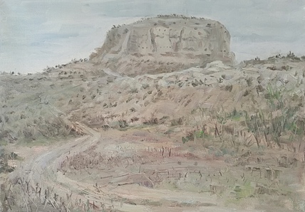 新疆阿克苏画院副院长  刘建国 油画写生作品《塞上风景2》