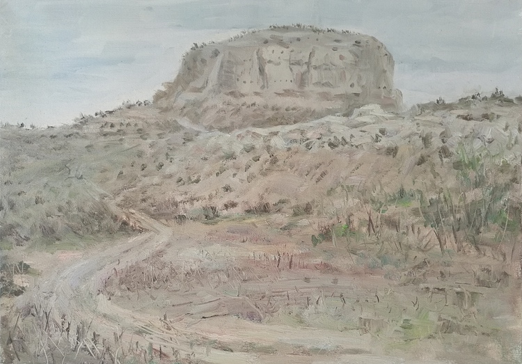 新疆阿克苏画院副院长  刘建国 油画写生作品《塞上风景2》