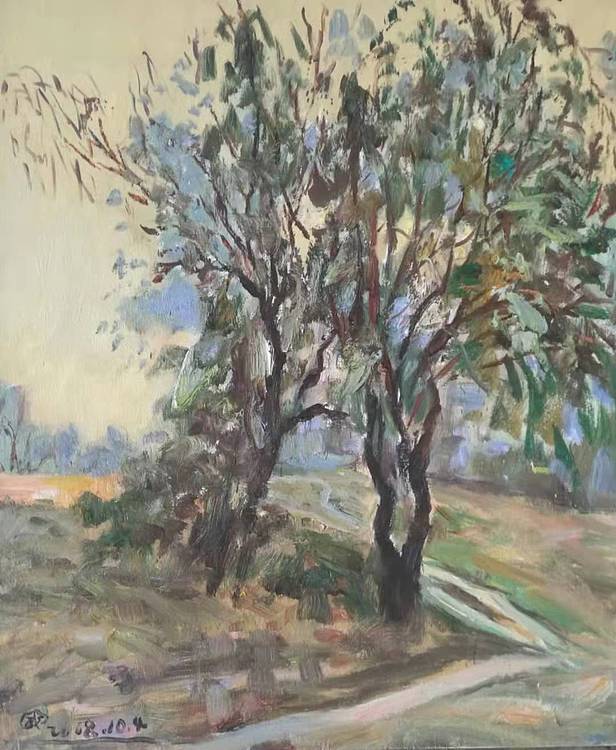 新疆阿克苏画院副院长  刘建国 油画写生作品《晨阳》