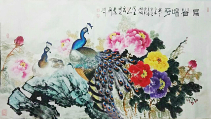 中国国画创作研究院 创作室主任 赵彬 作品《富贵和平》