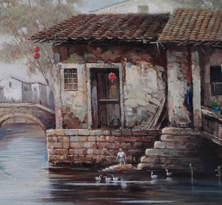 艺术家 蔡朝辉 油画作品《水乡》