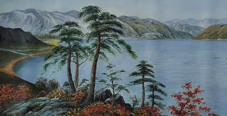 艺术家 蔡朝辉 油画作品《回望童年》