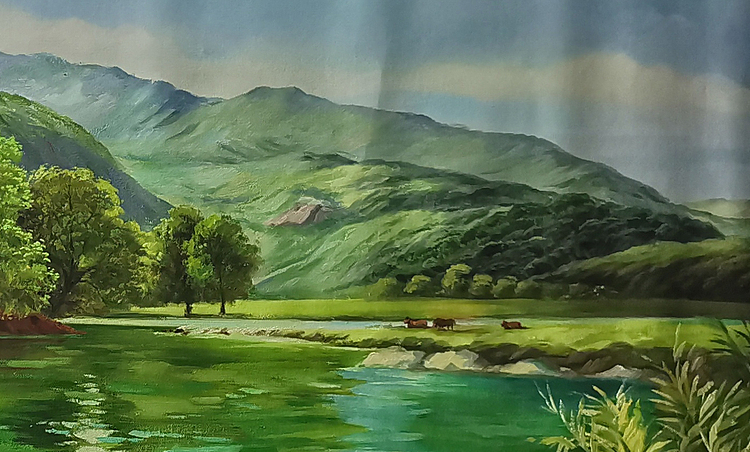 艺术家 蔡朝辉 油画作品《垂钓》