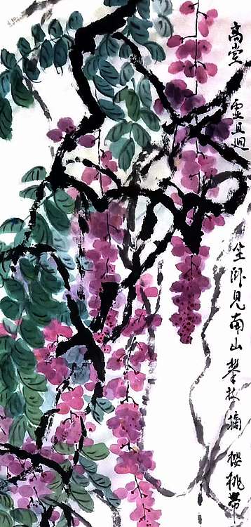 何国伟 紫藤《攀枝摘樱桃》