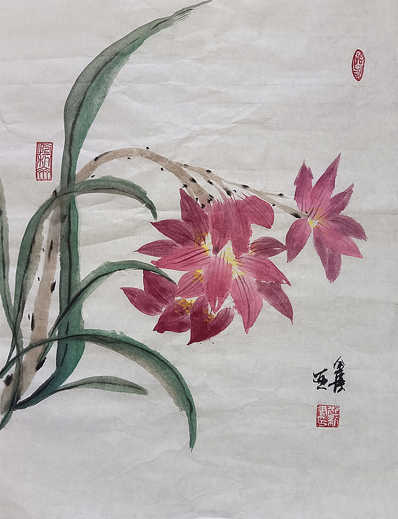中国国画创作研究院执行院长 中国美术协会员 金涛 国画作品《兰花》