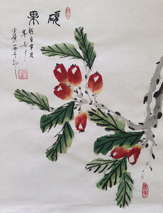 中国国画创作研究院执行院长 中国美术协会员 金涛 国画作品《硕果》