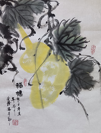 中国国画创作研究院执行院长 中国美术协会员 金涛 国画作品《福禄》
