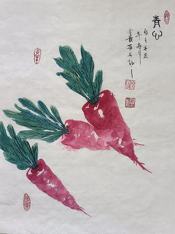 中国国画创作研究院执行院长 中国美术协会员 金涛 国画作品《青心》