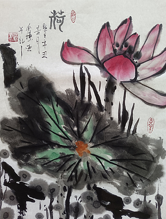 中国国画创作研究院执行院长 中国美术协会员 金涛 国画作品《荷》