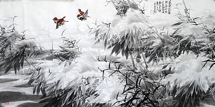 中国冰雪画研究会理事、安徽省美协会员  李成林 国画《董宣之竹》