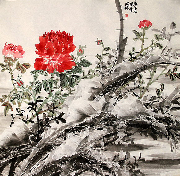 中国冰雪画研究会理事、安徽省美协会员  李成林 国画