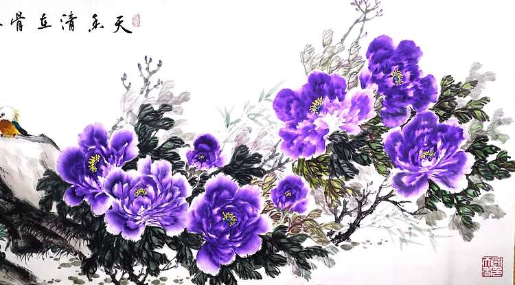 当代著名书画家 醉墨 朱毅江国画《天香清在骨，春风情正浓》