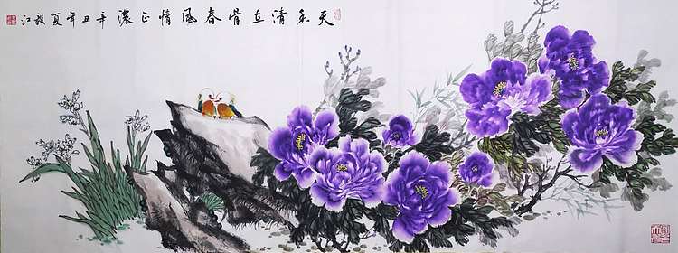 当代著名书画家 醉墨 朱毅江国画《天香清在骨，春风情正浓》