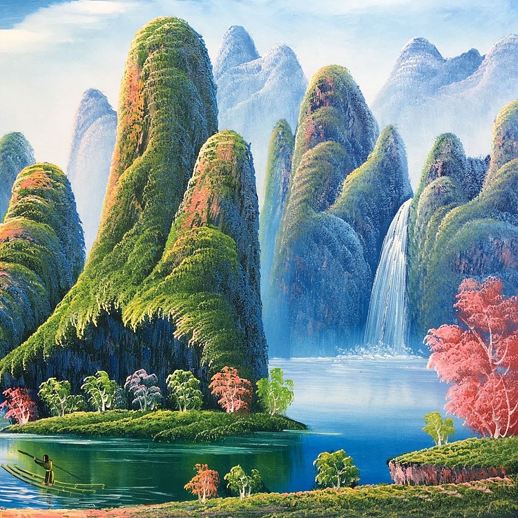 黄明灯手绘油画作品《美景》