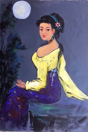 张嘉應手绘油画作品《明月》