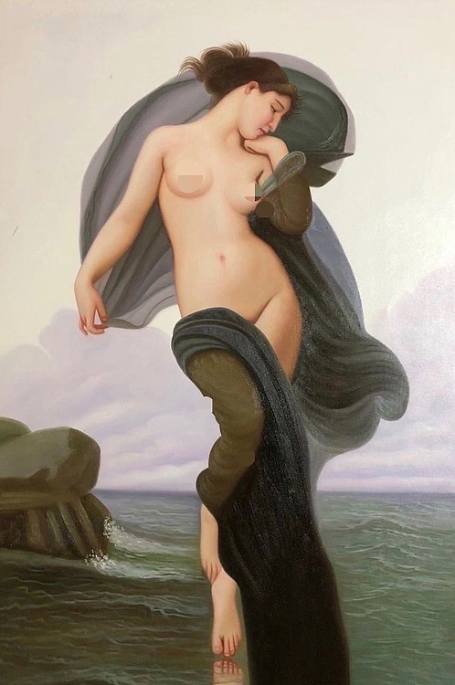手绘油画作品人物