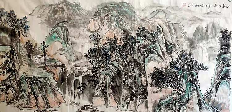 山寨早春 山西著名画家 范立志 山水佳作