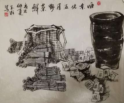 美术教师，赤峰画院青年潜力艺术家--张玉柱 咱东北五月野菜鲜
