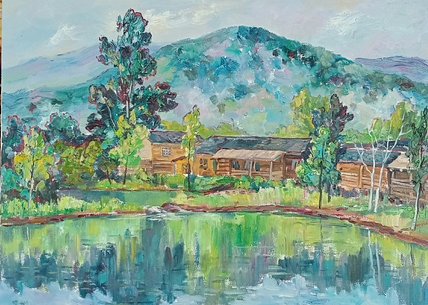 福建省美术家协会会员 艺术家 伊贤彬 油画作品《静谧的翠湖》42