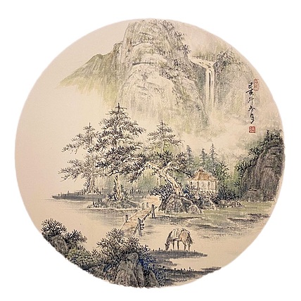 明理 四川省美术家协会会员 当代工笔画研究会会员 山水系列 《问道》